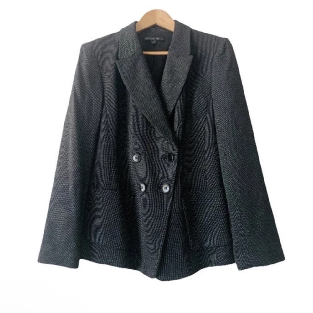 Lafayette 148 Gray Textured Double-Breasted Blazer Jacket Women Sz 8 Academia